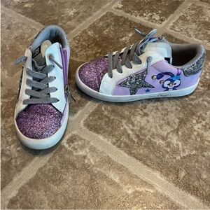 Kids Glitter Sneakers with Star Design